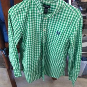 Chaps green and white strips long sleeve shirt in excellent condition